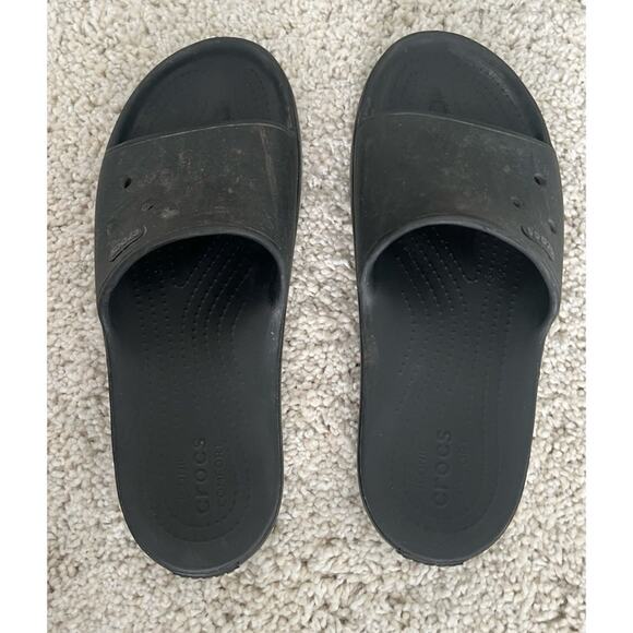 Men's Black Crocs Slides Size 12 - Picture 1 of 6